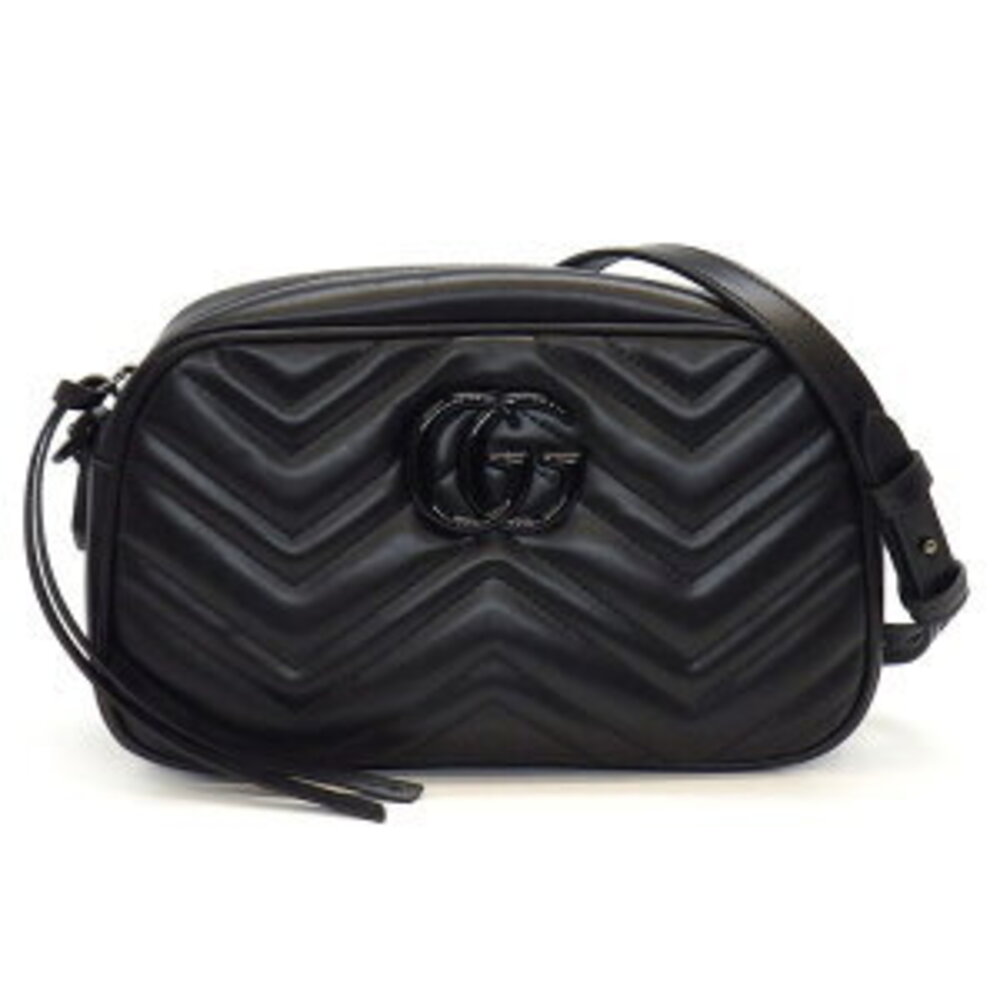 Gucci GG Marmont Camera Bag Black Chevron Quilted Leather